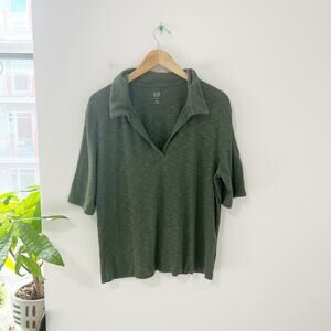 Gap Green Ribbed Short Sleeve Top Size XXL